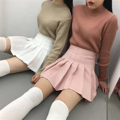 Korean Fashion Tennis Skirt Pink Thigh High Socks Outfits Fashion
