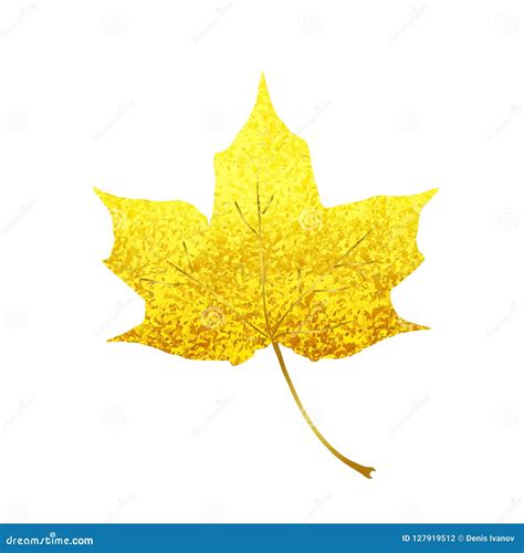 Golden Sparkling Maple Leaf Isolated On White Background Stock Vector
