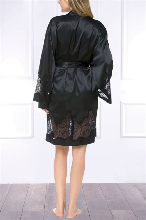 Coemi Ayana Kimono Satin Kimono Nightwear Black Oleandacom