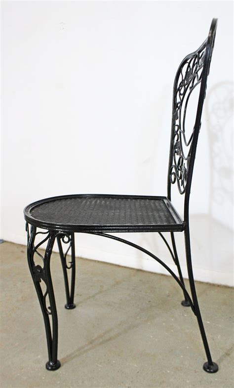 Set Of 4 Mid Century Meadowcraft Wrought Floral Iron Patio Dining Side