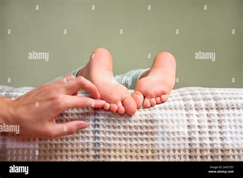 Childrens Feet Barefeet On The Bed Kids Feet In Bed Tickling For