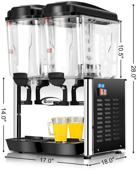 Vevor 110v Commercial Beverage Dispenser1425 Gallon 54l 3 Tanks Juice