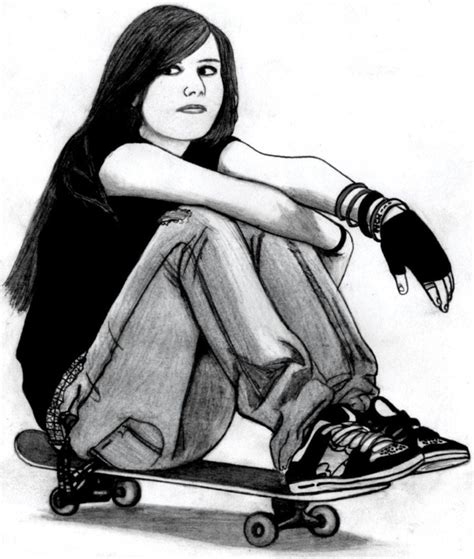 Skater Girl Closeup Skateboarder Drawing Skater Art Girl Drawing