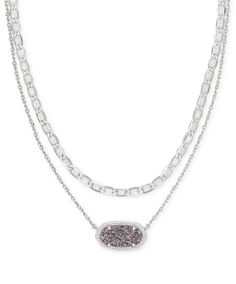 Elisa Silver Multi Strand Necklace In Platinum Drusy Kendra Scott
