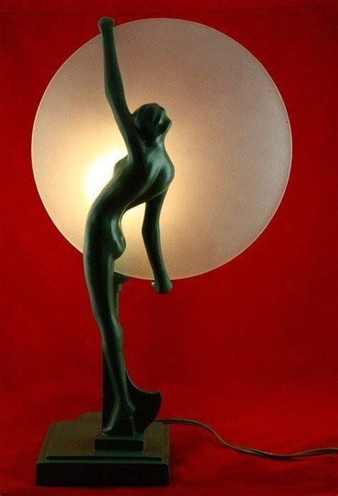 Table Lamp Art Deco Yellow Bedside Lady Figurine Yellow Glass Bubble