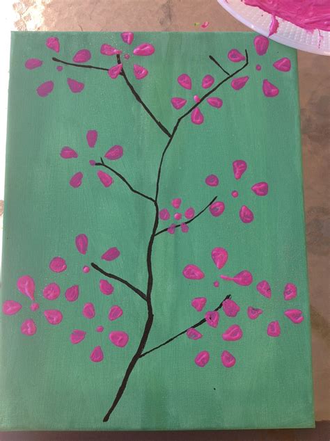 How To Make A Cherry Blossom Painting Cherry Blossom Painting Diy