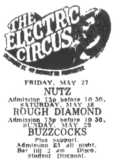 Joy Division Concerts 29th May 1977 Electric Circus Manchester