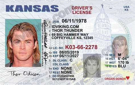 Kansas Ks Drivers License Psd Template Download Idviking Best