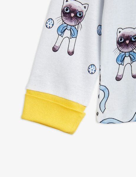 Siamese Cat Pyjama Set White Mini Rodini