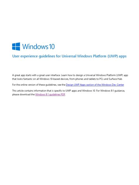 Uwp App Design Guidelines V1509 Pdf Tablet Computer Microsoft Windows