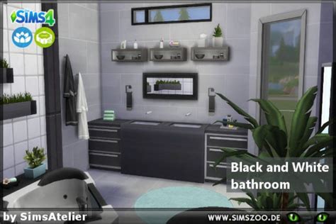 Blackys Sims 4 Zoo Black And White Bathroom By Simsatelier • Sims 4