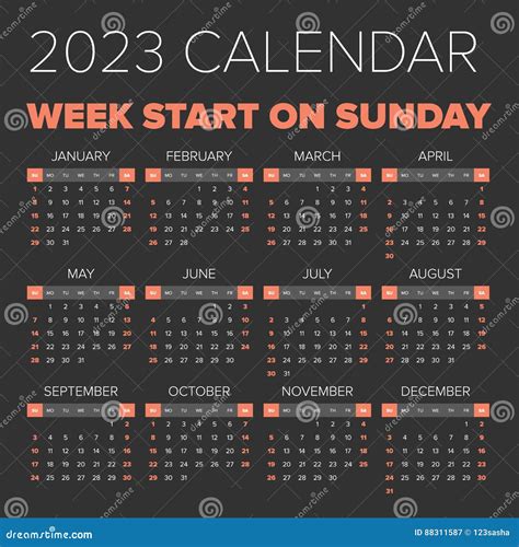 Simple 2023 Year Calendar Vector Illustration Cartoondealercom 80462266