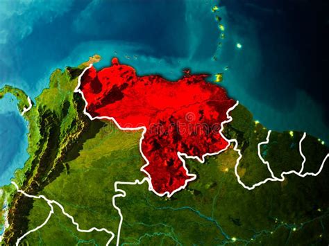 Venezuela In Red On Earth Isolated On White Stock Illustration