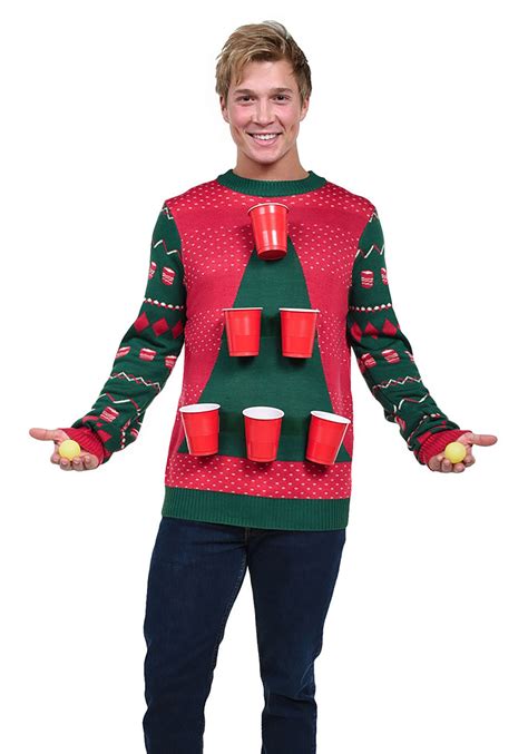 Mens Beer Pong Tipsy Elves Ugly Christmas Sweater