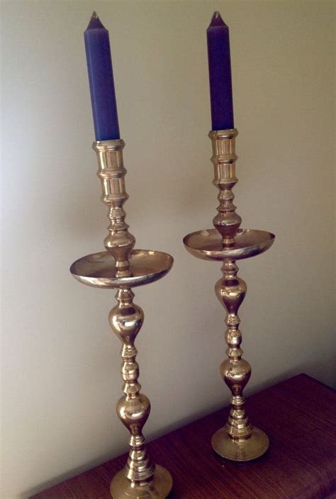 Pair Of Tall Floor Standing Altar Candle Holders Candlesticks Etsy