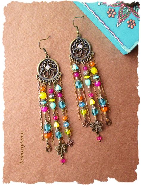 Bohemian Jewelry Bohostyleme Boho Colorful Earrings Long Handmade
