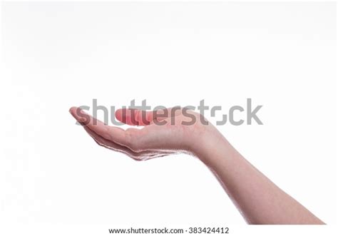 Woman Hand Making Cupping Gesture Against Stock Photo 383424412