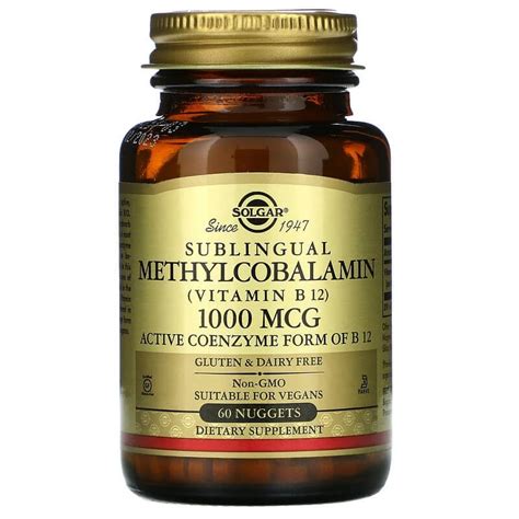 Solgar Sublingual Methylcobalamin Vitamin B12 1000 Mcg 60 Nuggets