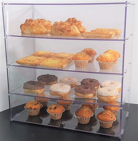 Four Shelf Bakery Display Case For Bread Donuts Pastries Bagels