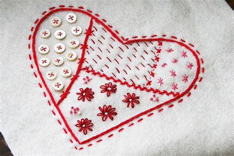 Embroidered Heart Happy Valentines Day Valentines Embroidered Heart