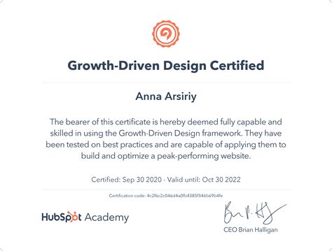 Hubspot Gdd Certification Anna Arsiriy