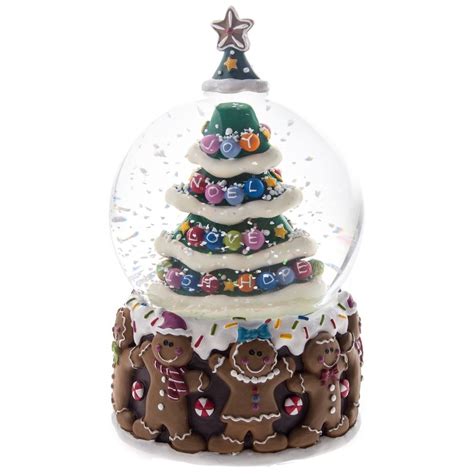 Gingerbread Man Christmas Tree Musical Snow Globe By