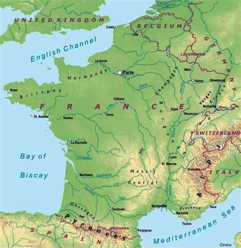 Physical Map France Facts