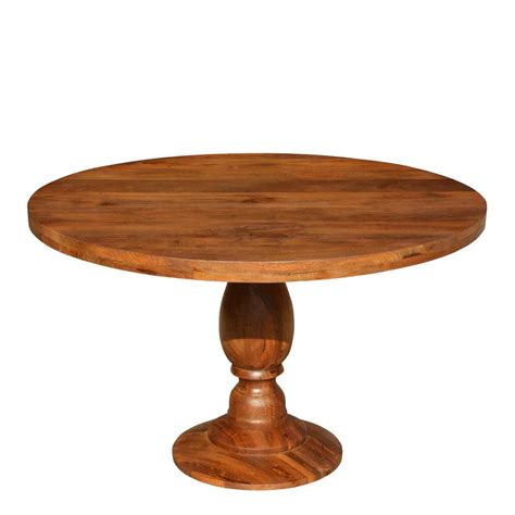 Rustic Colonial American Solid Wood 48 Round Pedestal Dining Table