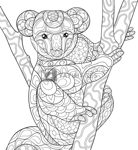 Royalty Free Vector Adult Coloring Bookpage A Cute Koala Bear On The