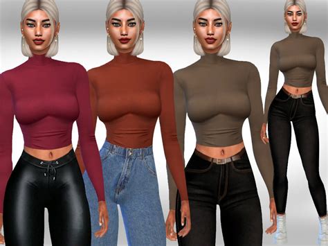 The Sims Resource Female Long Sleeve 9 Colours Tops