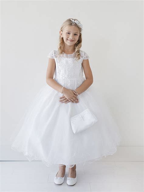 Lace Cap Sleeves First Communion Dress First Communion