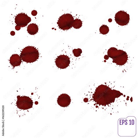 Dripping Blood Isolated On White Vector Set Of Different Blood