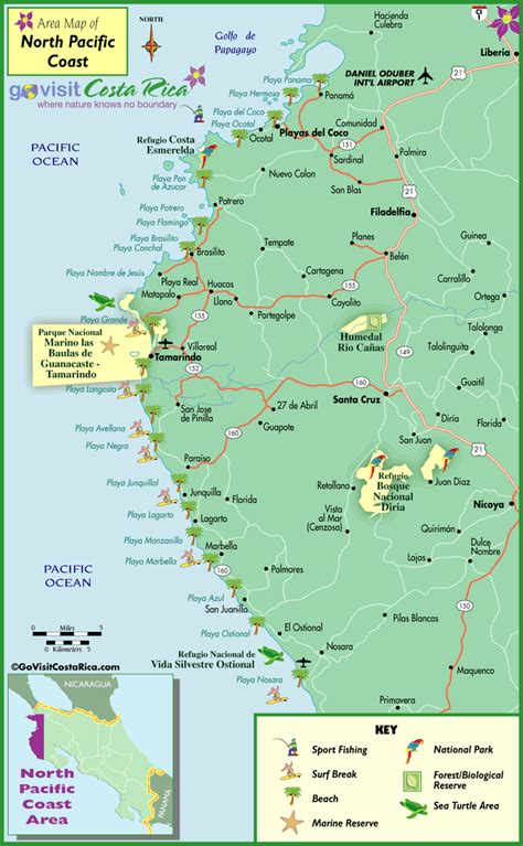 North Pacific Coast Map Costa Rica Go Visit Costa Rica