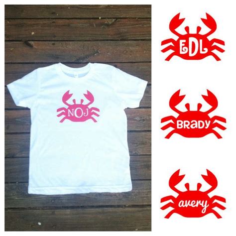 Kids Personalized Crab Shirt Vinyl Crafts Monogram Shirts