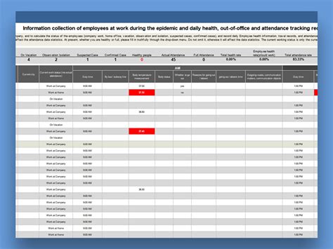 Excel Of Employee Information Collection And Daily Tracking Record Form