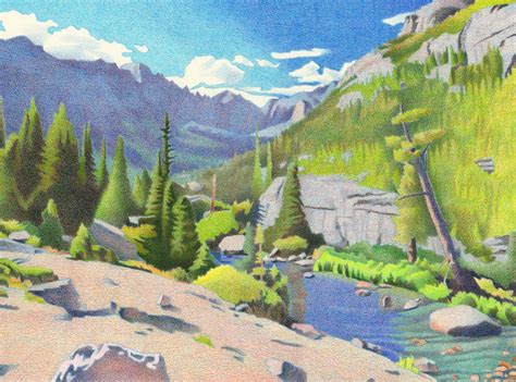 Colored pencils may seem like a basic, everyday art supply. Impression Evergreen: Glacier Gorge - Colored Pencil Drawing