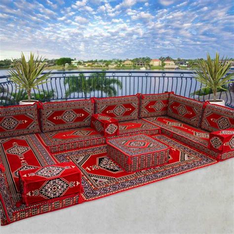 Arabic Majlis Seating Red Floor Sofa Modular Sofa Set Floor Seating Set