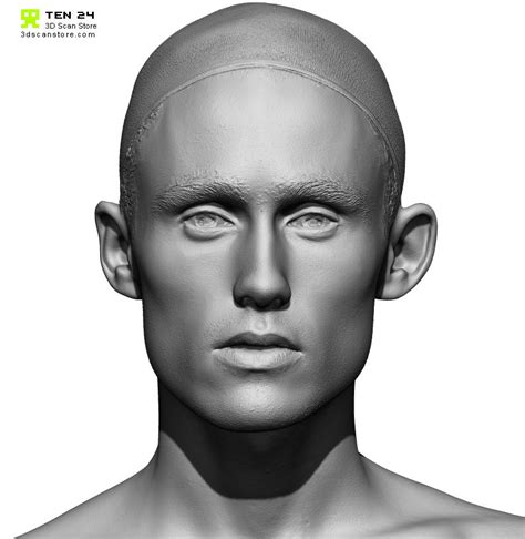 Male 25 Head Scan Cleaned Topology Human Anatomy Scanner Headed
