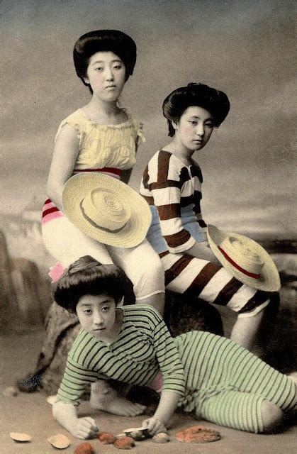 Rare Color Photos Of Babe Japanese Girls Posing In Bathing Suits From The Early Th Century
