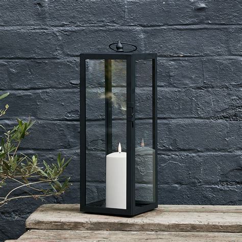 Bowen Large Black Garden Lantern With White Truglow Candle
