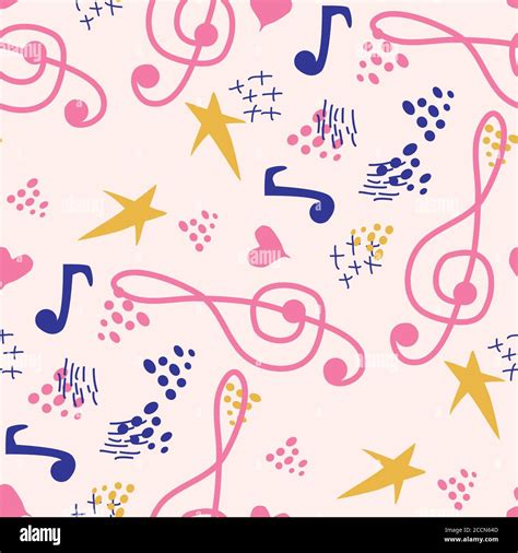 Abstract Music Notes Seamless Pattern Background Musical Melody