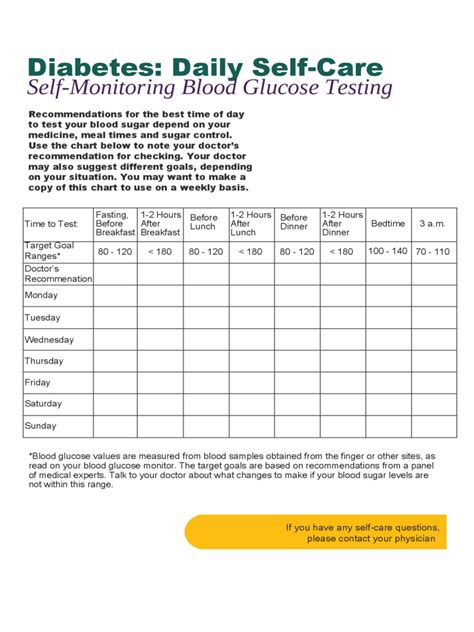 Glucose Chart Printable