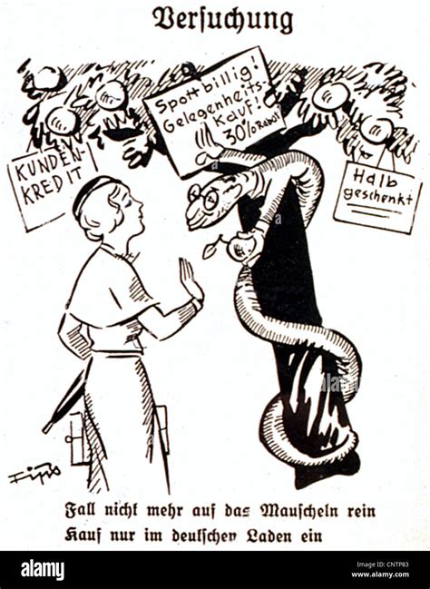 Nationalsozialismus Propaganda Karikatur Versuchung Zeichnung Von