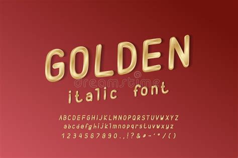 Elegant Golden Alphabet Uppercase And Lowercase Letters Numbers Stock