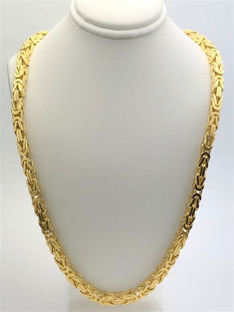 Mens 14k Yellow Gold Solid Byzantine Necklace Link Chain 28 57mm 157