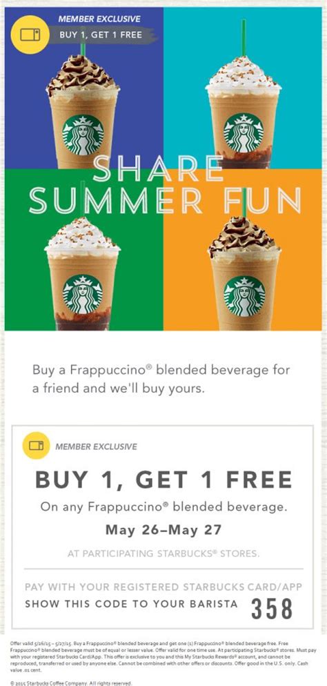 Pinned May 26th Second Frappuccino Free With Your Card At Free