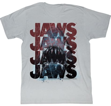 Jaws T Shirt Movie Shark Jawsjawsjawsjaws Adult Silver Tee Shirt Jaws
