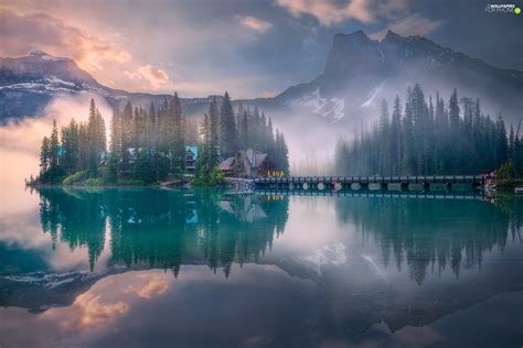 Fog Emerald Lake Bridge Province Of British Columbia