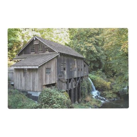 Vintage Grist Mill And Covered Bridge Photo Placemat Zazzle Covered