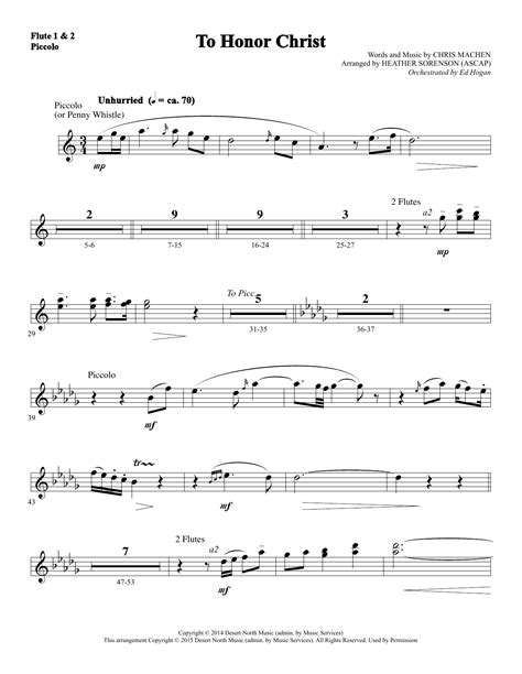 To Honor Christ Flute 12 And Piccolo Sheet Music Heather Sorenson